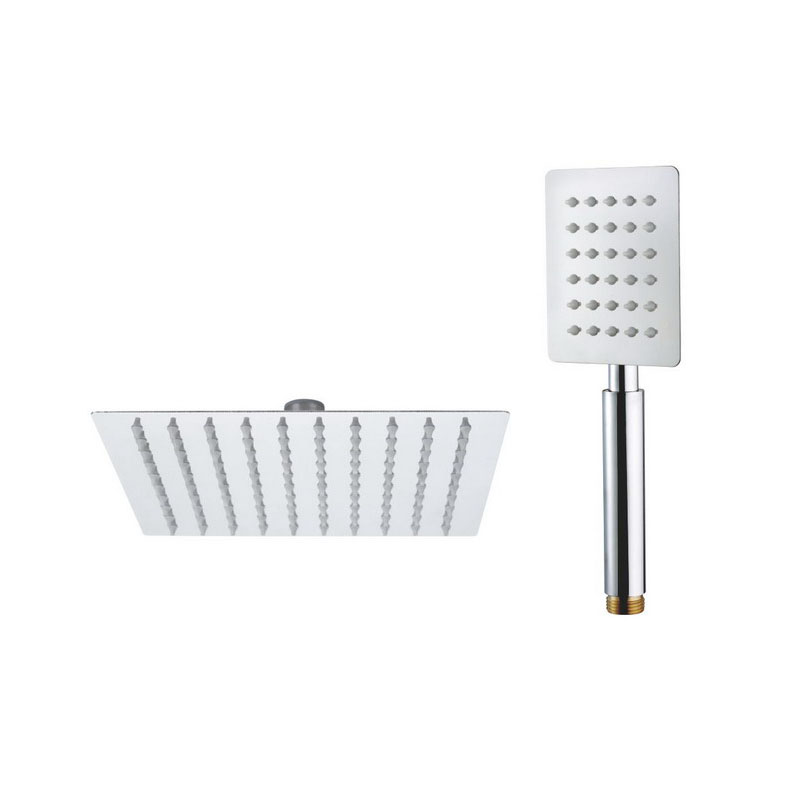 Rainfall high pressure full chrome luxury square shower head set