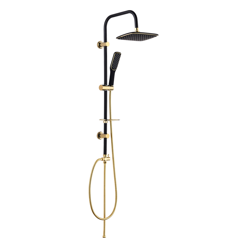 Black+Gold High quality adjustable slide rod shower set