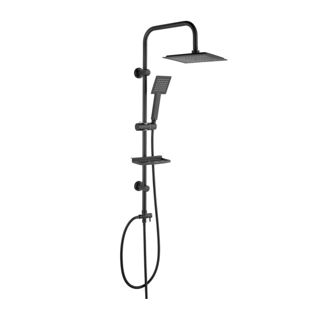 Black classic square wall mounted straight bar shower