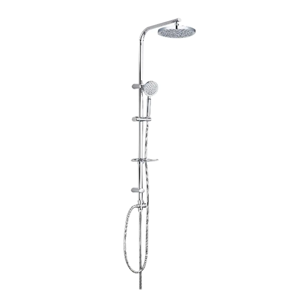 Modern stainless steel round pipe rod shower set