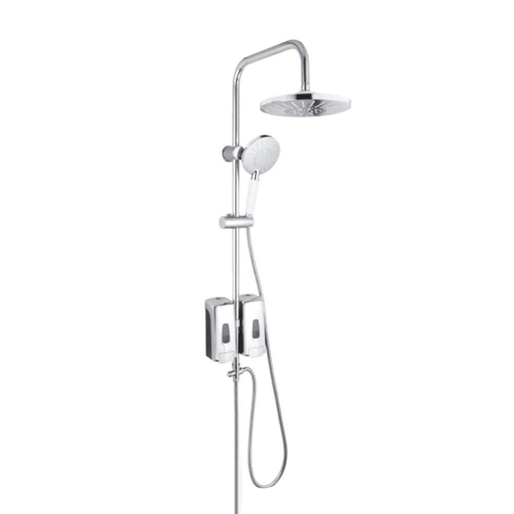 Round straight pipe shower with soap washer